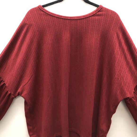 Oversized Pullover Sweater Womens 2XL Textured Balloon Sleeve Boho Top Cozy Knit - Picture 2 of 5